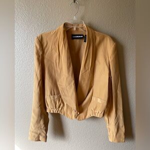 Diane Gilman yellow gold silk cropped blazer, size S